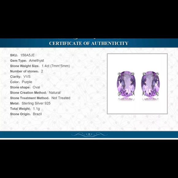 2.8ct Genuine Amethyst earrings - Picture 6 of 6